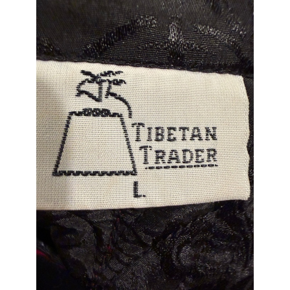 Tibetan Trader Womens Large Burgundy Red Quilted Velvet Mandarin Collar Jacket L - Picture 5 of 5